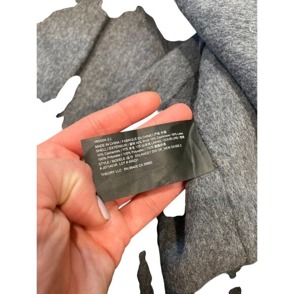 NWT THEORY Wool Cashmere Long Coat Delancey Double Faced Tailored Grey Winter - Picture 11 of 16